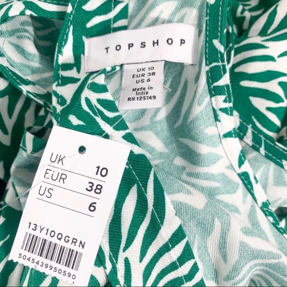 TopShop Matisse Tie Back Open Back Green White Sleeveless Top NWT Size 6 - Picture 9 of 9